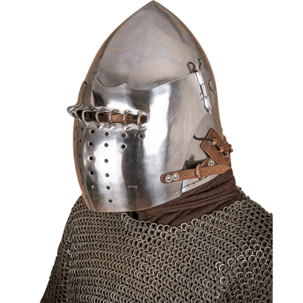 Medieval Bascinet Helmet with Visor - Polished