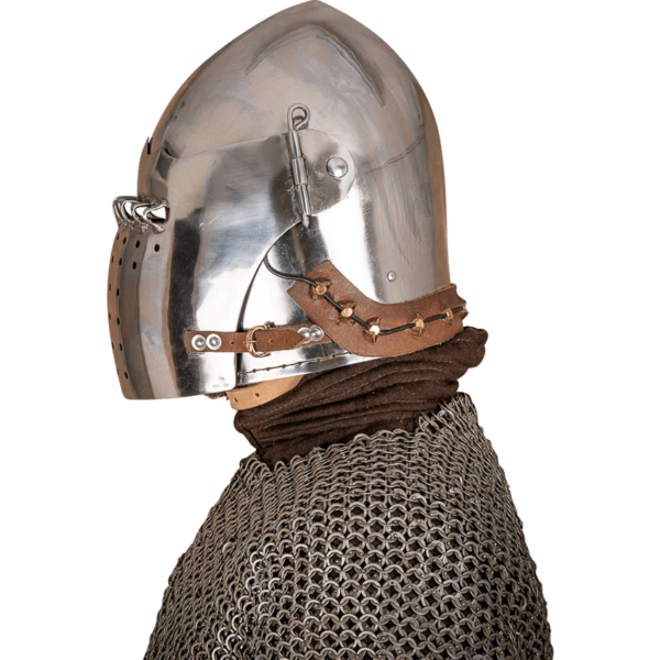 Medieval Bascinet Helmet with Visor - Polished