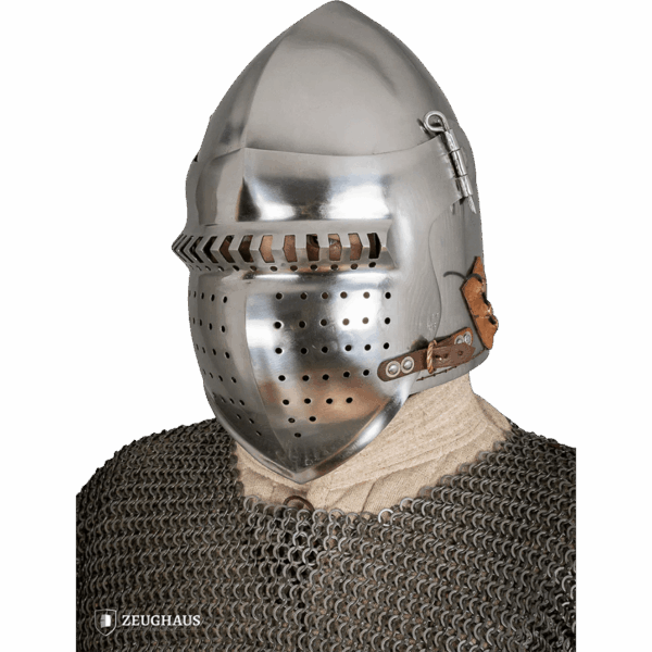 Knights Bascinet Helmet with Visor - Polished
