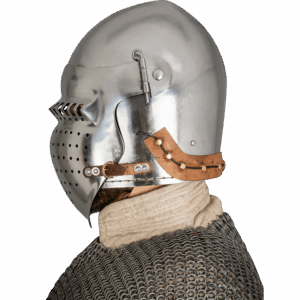 Knights Bascinet Helmet with Visor - Polished