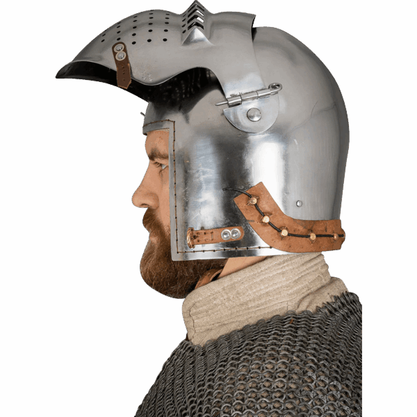 Knights Bascinet Helmet with Visor - Polished