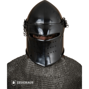 Late Medieval Avenger Bascinet Helmet - Blackened