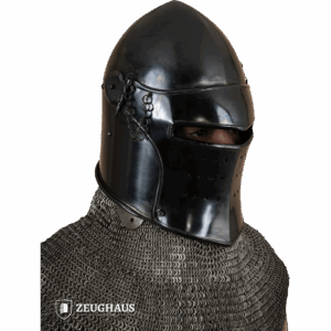 Late Medieval Avenger Bascinet Helmet - Blackened