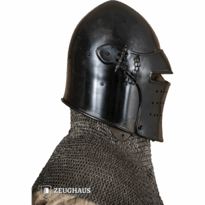 Late Medieval Avenger Bascinet Helmet - Blackened