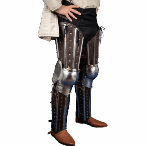 Steel and Leather Splinted Leg Armor - Brown
