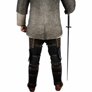 Steel and Leather Splinted Leg Armor - Brown