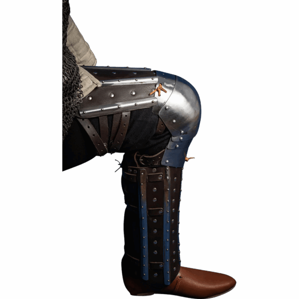 Steel and Leather Splinted Leg Armor - Brown