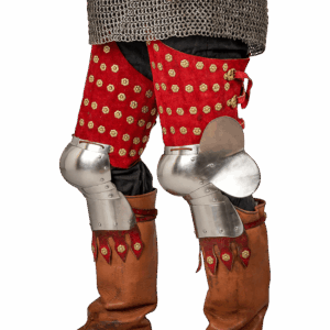 Steel and Suede Splinted Leg Armor - Red