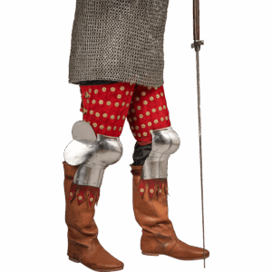 Steel and Suede Splinted Leg Armor - Red