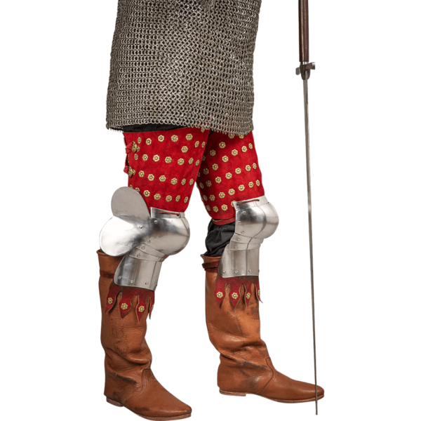 Steel and Suede Splinted Leg Armor - Red