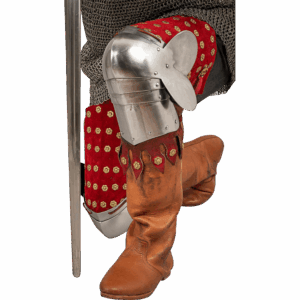 Steel and Suede Splinted Leg Armor - Red