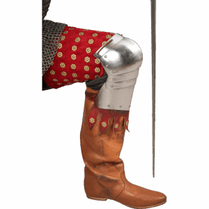 Steel and Suede Splinted Leg Armor - Red