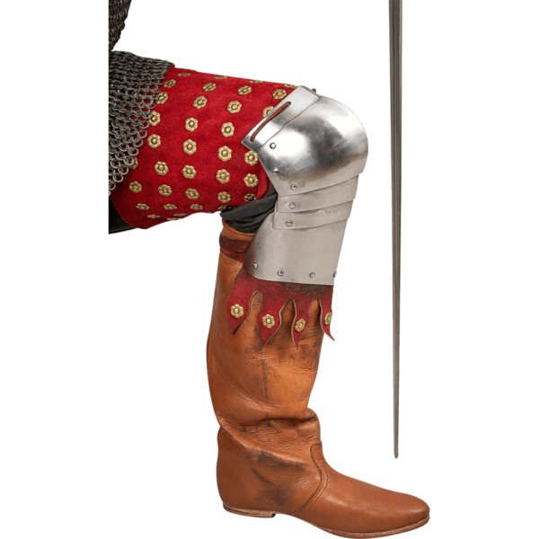Steel and Suede Splinted Leg Armor - Red