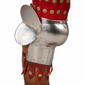 Steel and Suede Splinted Leg Armor - Red