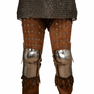 Steel and Suede Splinted Leg Armor - Brown