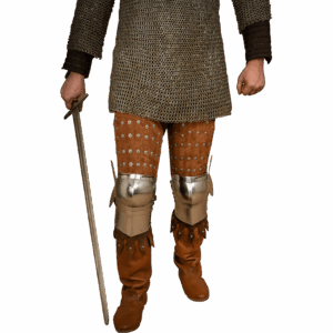 Steel and Suede Splinted Leg Armor - Brown