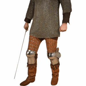 Steel and Suede Splinted Leg Armor - Brown