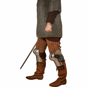 Steel and Suede Splinted Leg Armor - Brown
