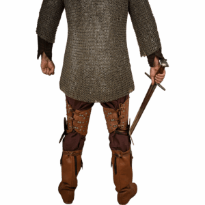 Steel and Suede Splinted Leg Armor - Brown
