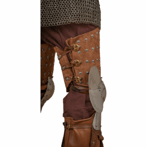 Steel and Suede Splinted Leg Armor - Brown