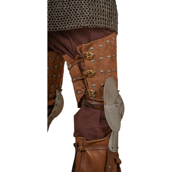 Steel and Suede Splinted Leg Armor - Brown