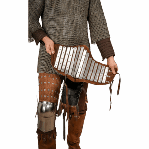 Steel and Suede Splinted Leg Armor - Brown