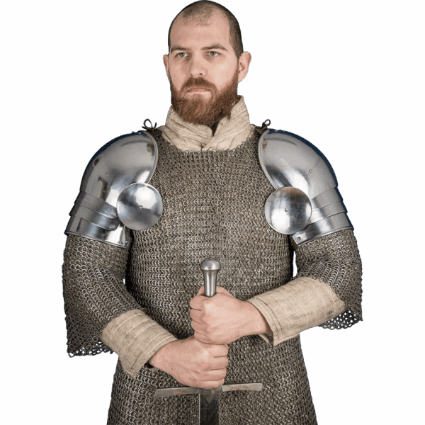 15th Century Pauldrons with Besagew - Polished