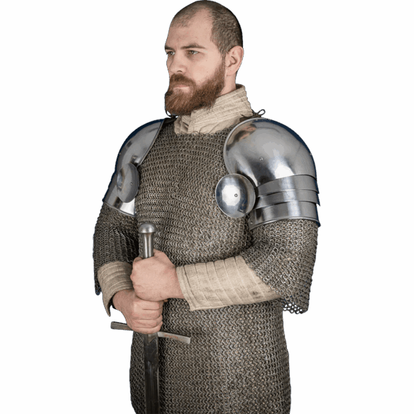 15th Century Pauldrons with Besagew - Polished