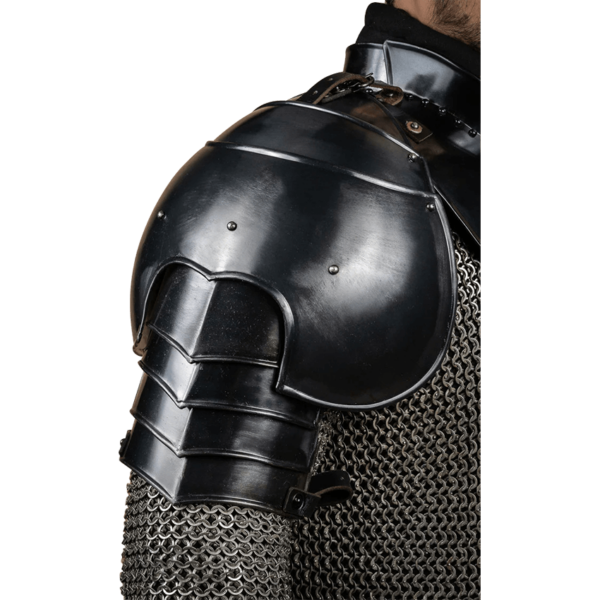 Knight Steel Pauldrons - Blackened
