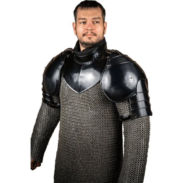 Knight Steel Pauldrons - Blackened