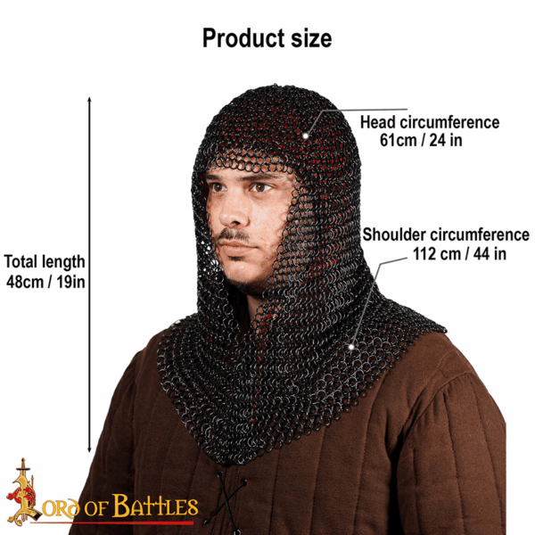 Blackened Steel Chainmail Coif