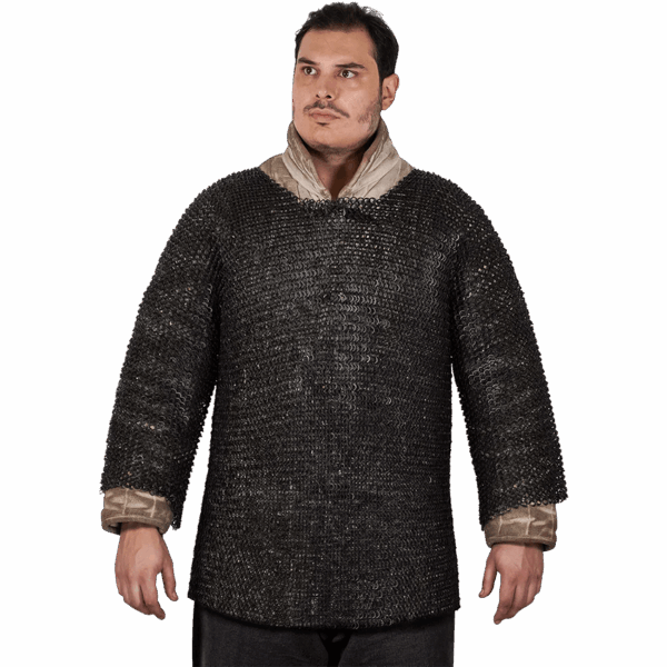Alternate Riveted Chainmail Haubergeon - Blackened