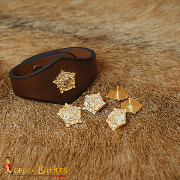 Tudor Rose Brass Belt Accents - Set of 5
