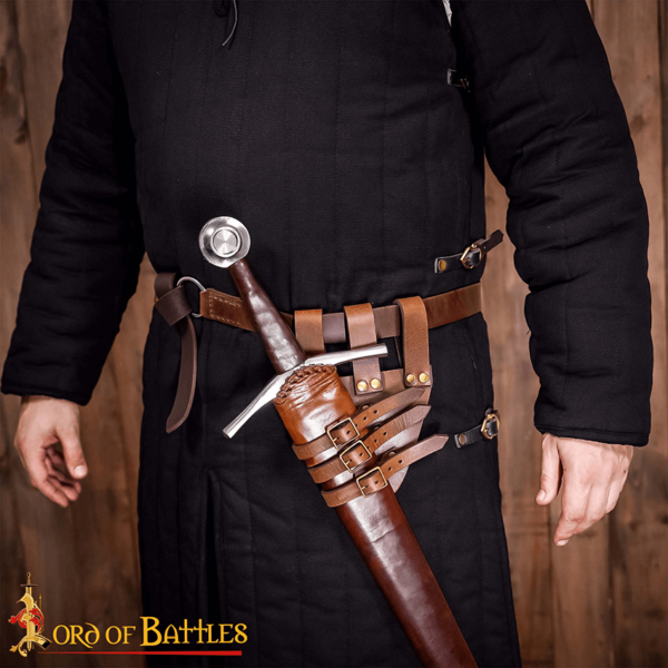 Triple Buckle Rapier Sword Frog - Brown