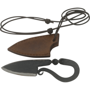 Hand Forged Iron Viking Neck Knife with Scabbard