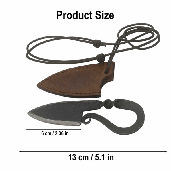 Hand Forged Iron Viking Neck Knife with Scabbard