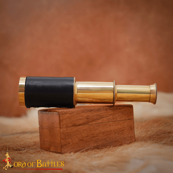 Pirate's Mini Brass Telescope with Wooden Box