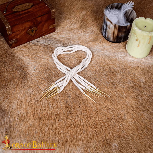 Brass Tip Medieval Tie Strings - Ecru - Set of 5