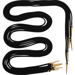 Brass Tip Long Medieval Tie Strings - Black - Set of 5