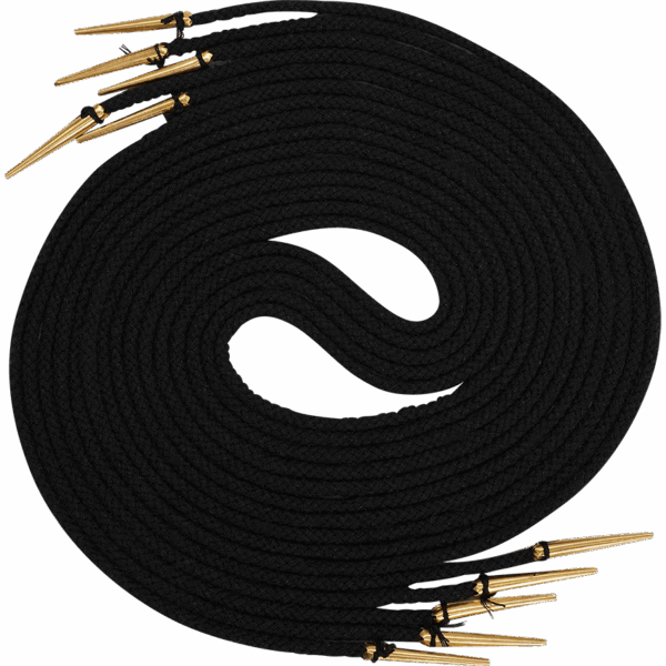 Brass Tip Long Medieval Tie Strings - Black - Set of 5