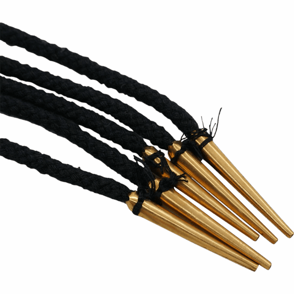 Brass Tip Long Medieval Tie Strings - Black - Set of 5
