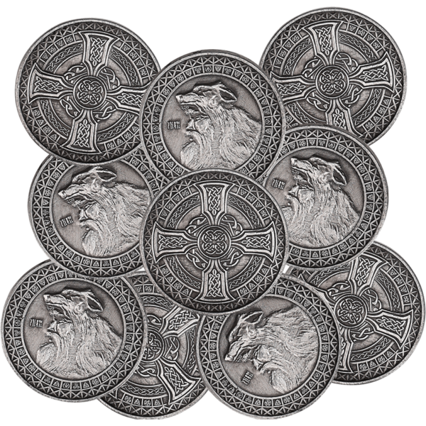 Set of 10 Silver Earth LARP Coins