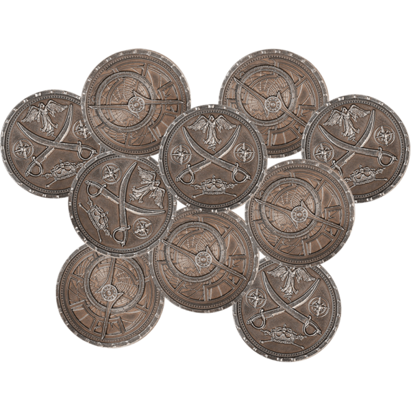 Set of 10 Silver Pirate LARP Coins