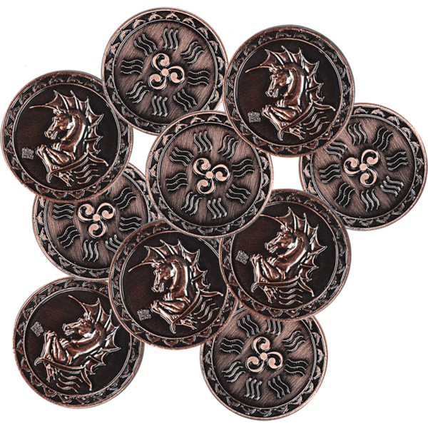 Set of 10 Copper Water LARP Coins